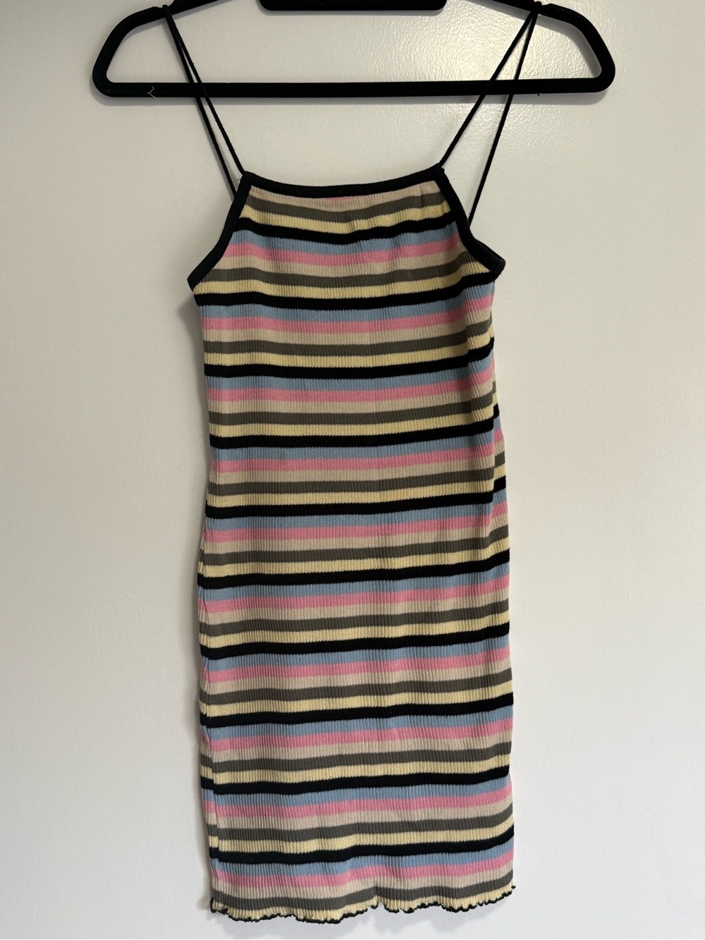 Topshop Pastel Striped Ribbed Midi Dress
